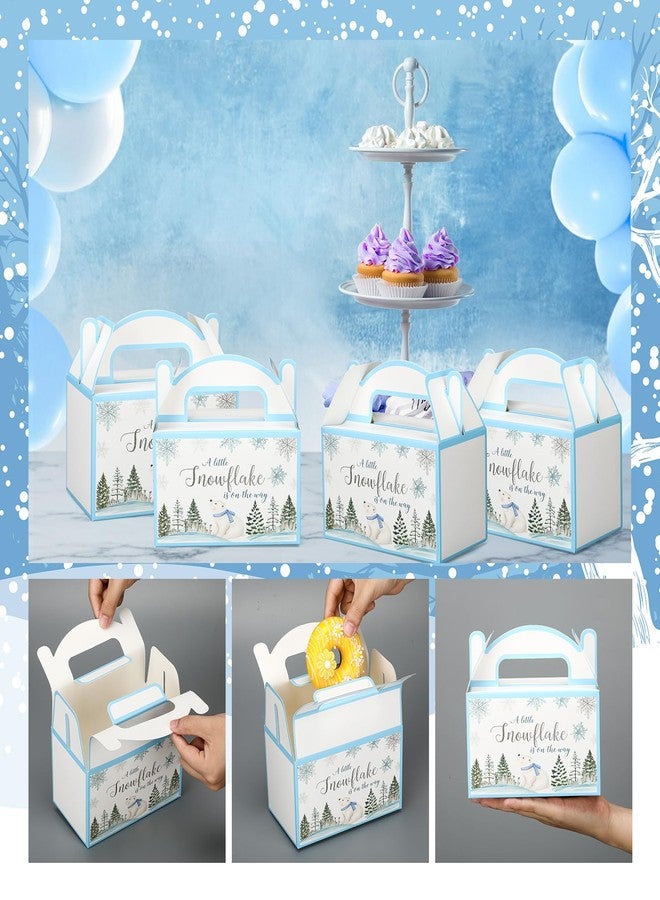 مارسبارك مجموعة مارسبارك من 24 صندوق هدايا لحفلات استقبال المولود بتصميم ندفة ثلجية صغيرة، زينة لحفلات استقبال المولود بتصميم ندفة ثلجية صغيرة قادمة، صناديق هدايا بتصميم أرض العجائب الزرقاء، لوازم حفلات الشتاء - Image 5